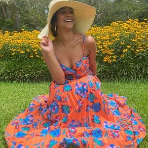 Lilly’s Kloset orange floral maxi dress